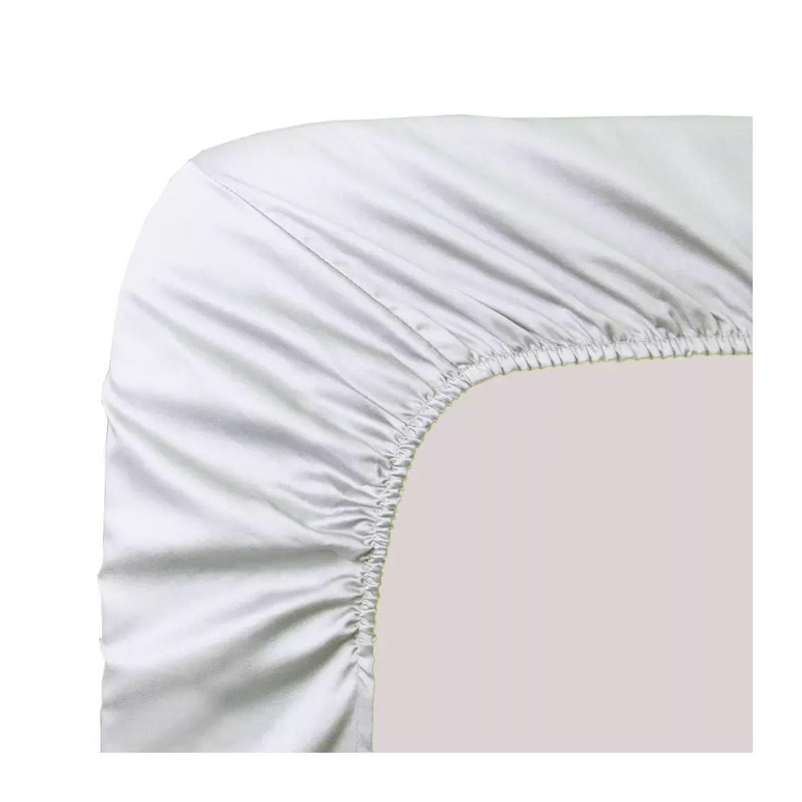 Drap housse b30 satin de coton uni blanc Ava uni blanc