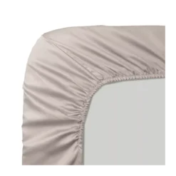 Drap housse b50 satin de coton uni anthracite Ava uni taupe