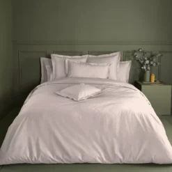 Drap housse duo percale de coton uni rose Olana petale