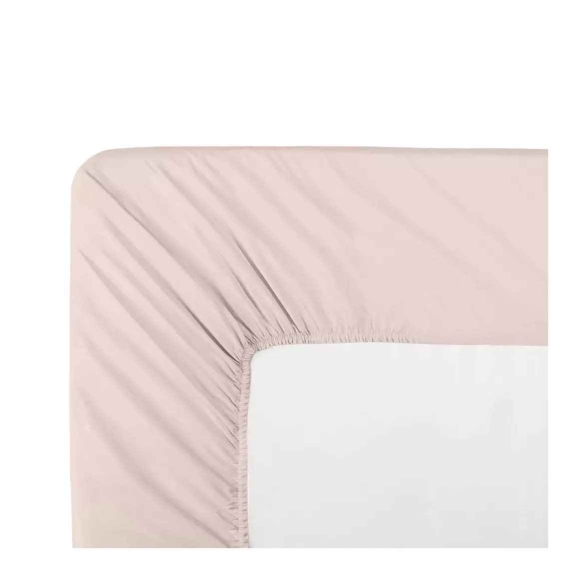 Drap housse duo percale de coton uni rose Olana petale