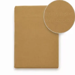 Drap plat gaze de coton lavé uni marron Malia houblon