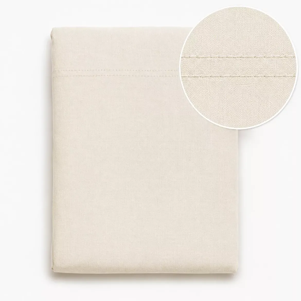 Drap plat gaze de coton lavé uni beige Malia lin