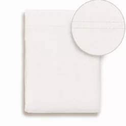 Drap plat gaze de coton lavé uni blanc Malia neige