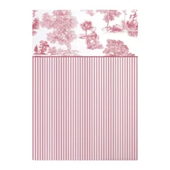 Drap plat percale de coton imprimé bordeaux Poesie rosso