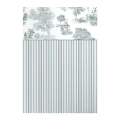 Drap plat percale de coton imprimé vert Poesie verde