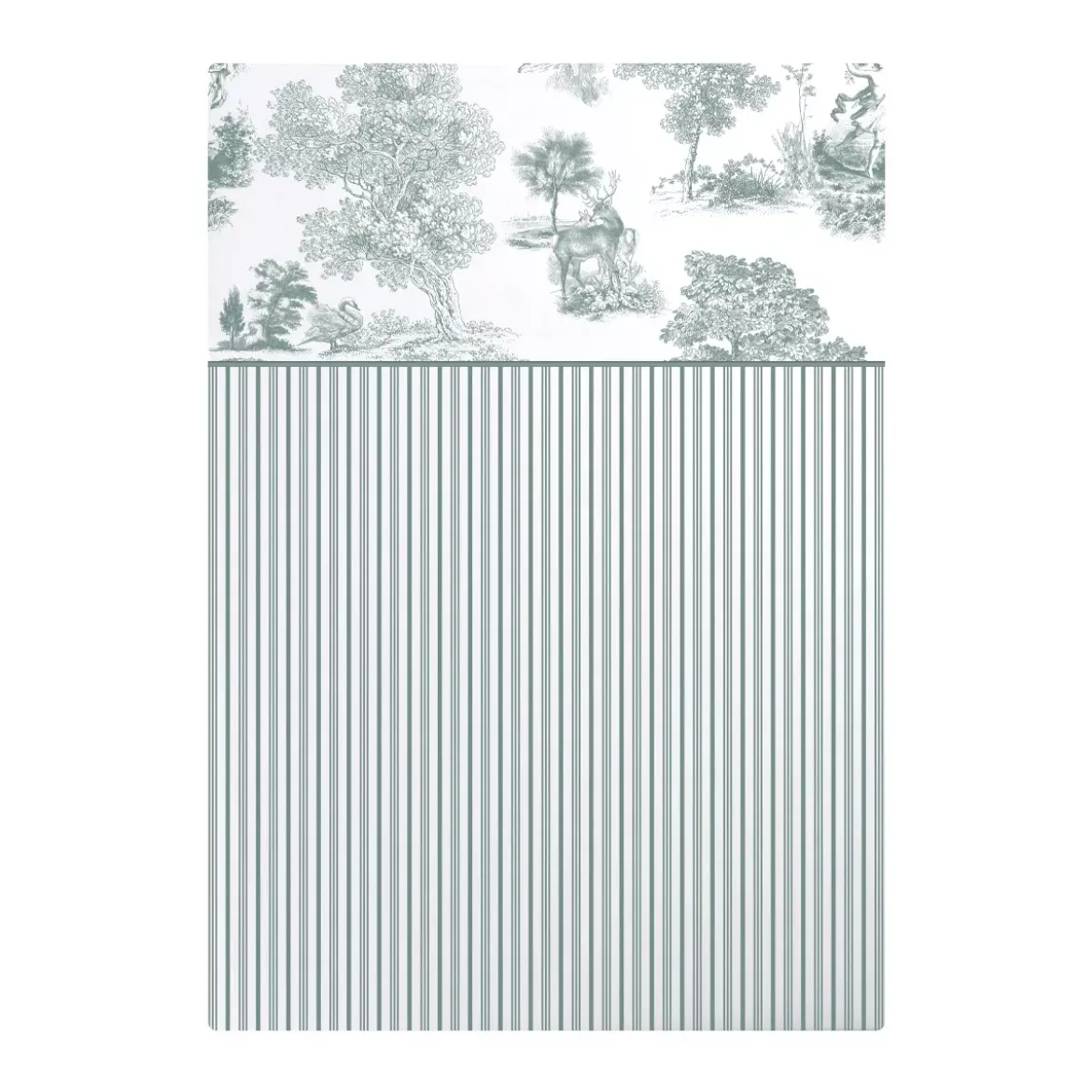 Drap plat percale de coton imprimé vert Poesie verde