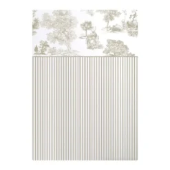 Drap plat percale de coton imprimé beige Poesie naturel