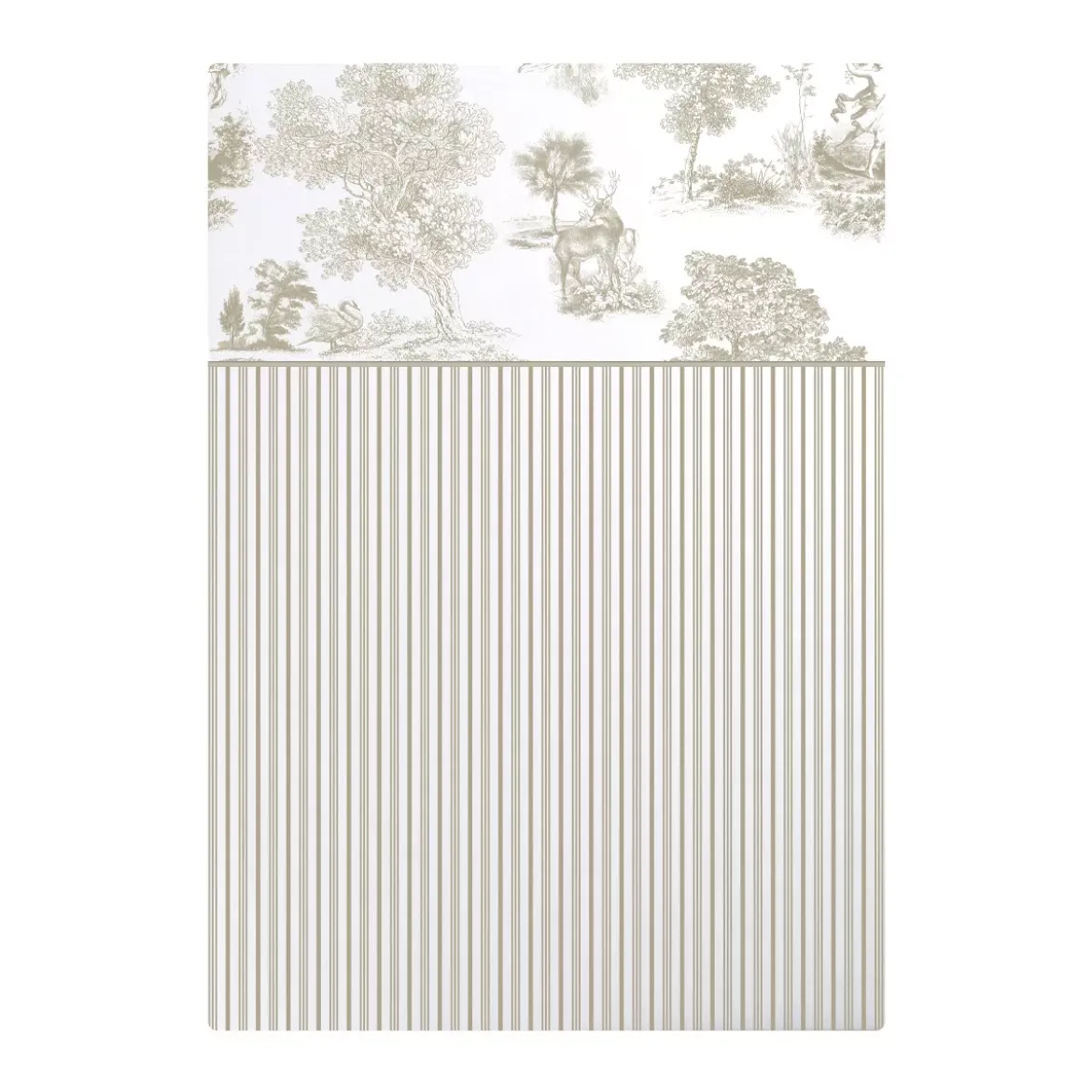 Drap plat percale de coton imprimé beige Poesie naturel
