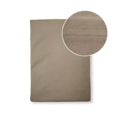 Drap plat percale de coton uni brun Olana pin
