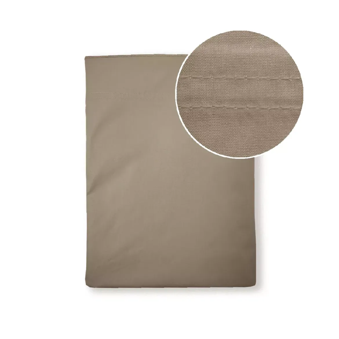 Drap plat percale de coton uni brun Olana pin