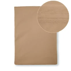 Drap plat percale de coton uni marron La percale caramel