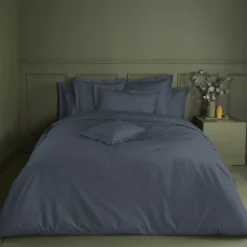 Drap plat percale de coton uni bleu La percale francaise bleu