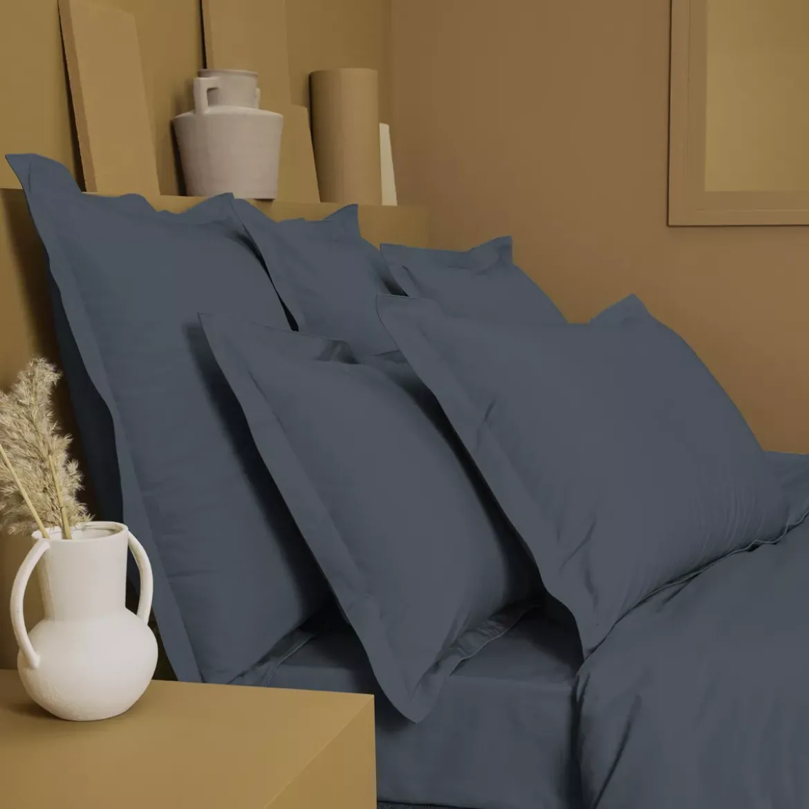 Drap plat percale de coton uni bleu La percale francaise bleu