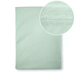 Drap plat percale de coton uni bleu vert La percale francaise givre