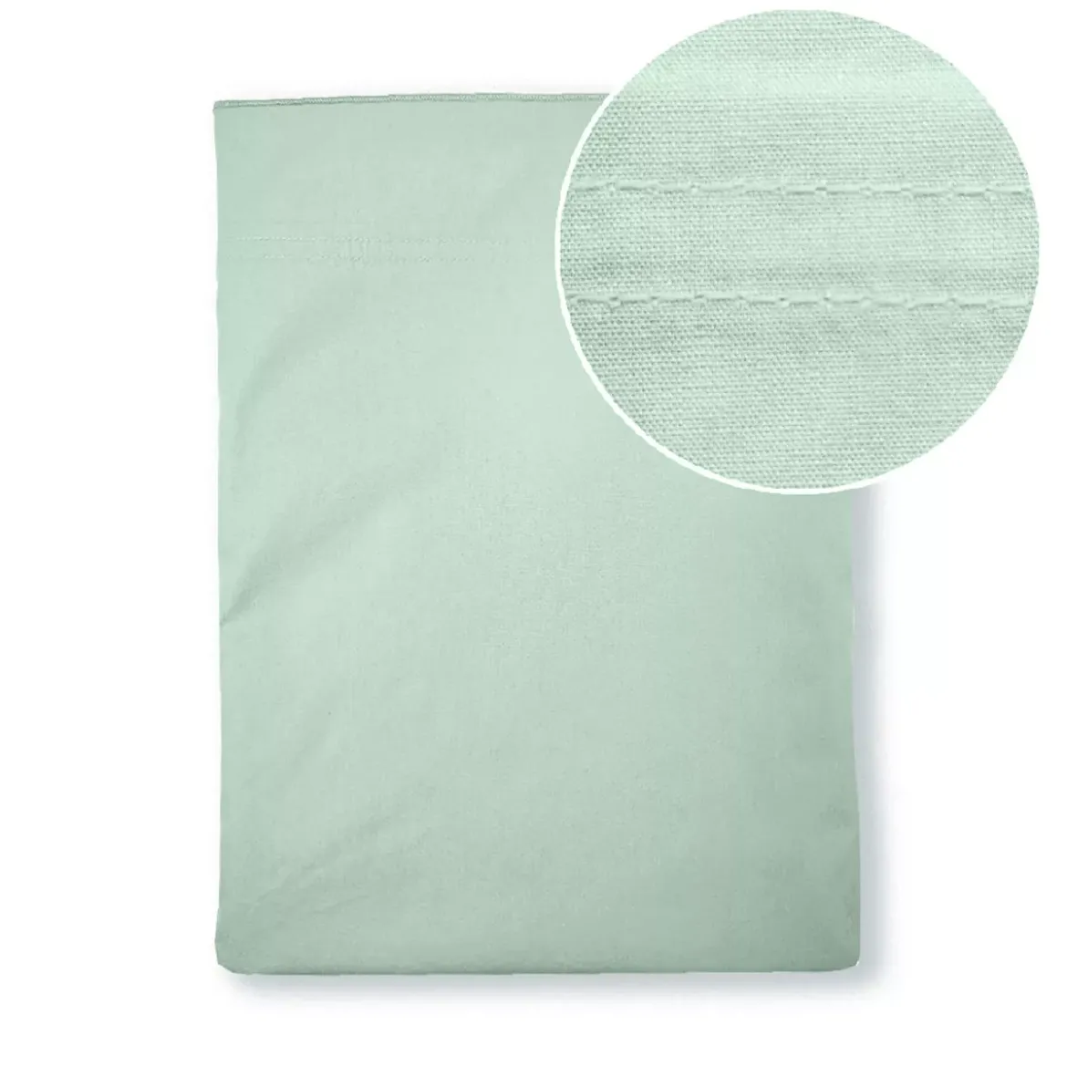 Drap plat percale de coton uni bleu vert La percale francaise givre