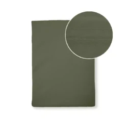 Drap plat percale de coton uni vert La percale francaise kaki