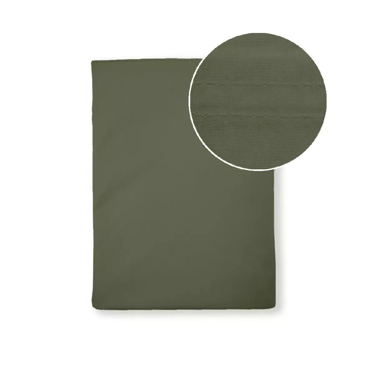 Drap plat percale de coton uni vert La percale francaise kaki