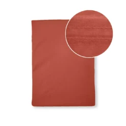 Drap plat percale de coton uni orange rouge La percale francaise rouille