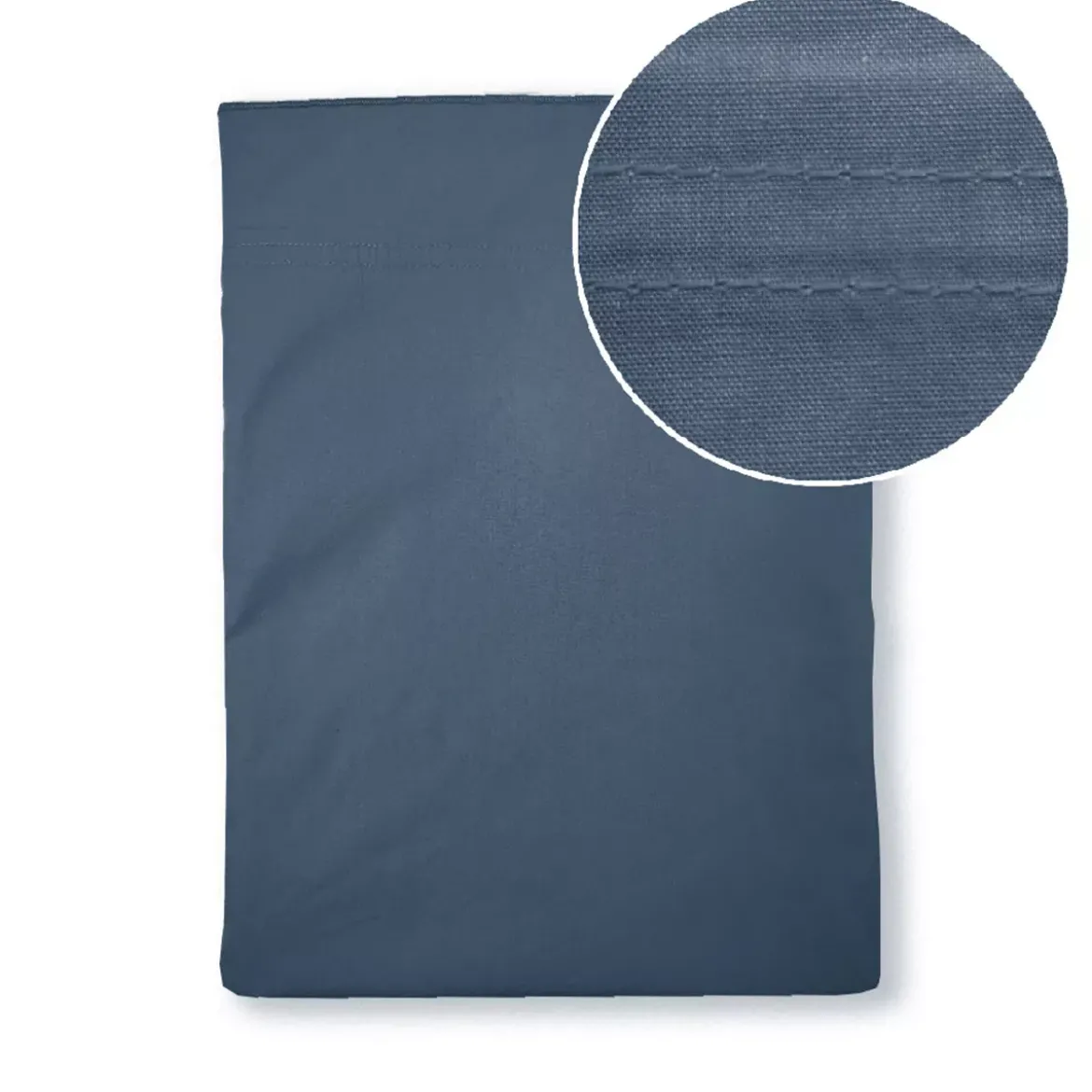 Drap plat percale de coton uni bleu Giulia denim