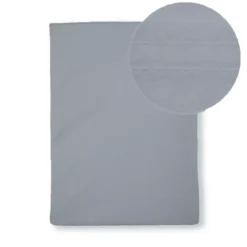 Drap plat percale de coton uni bleu gris Giulia givre