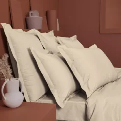 Drap plat percale de coton uni ivoire Giulia ivoire