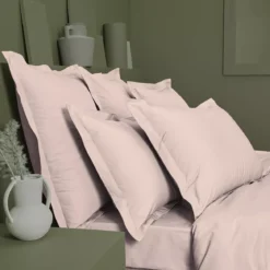 Drap plat percale de coton uni rose Giulia petale