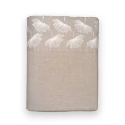 Drap plat pur coton lavé tissé teint brodé beige Brise d'ete naturel