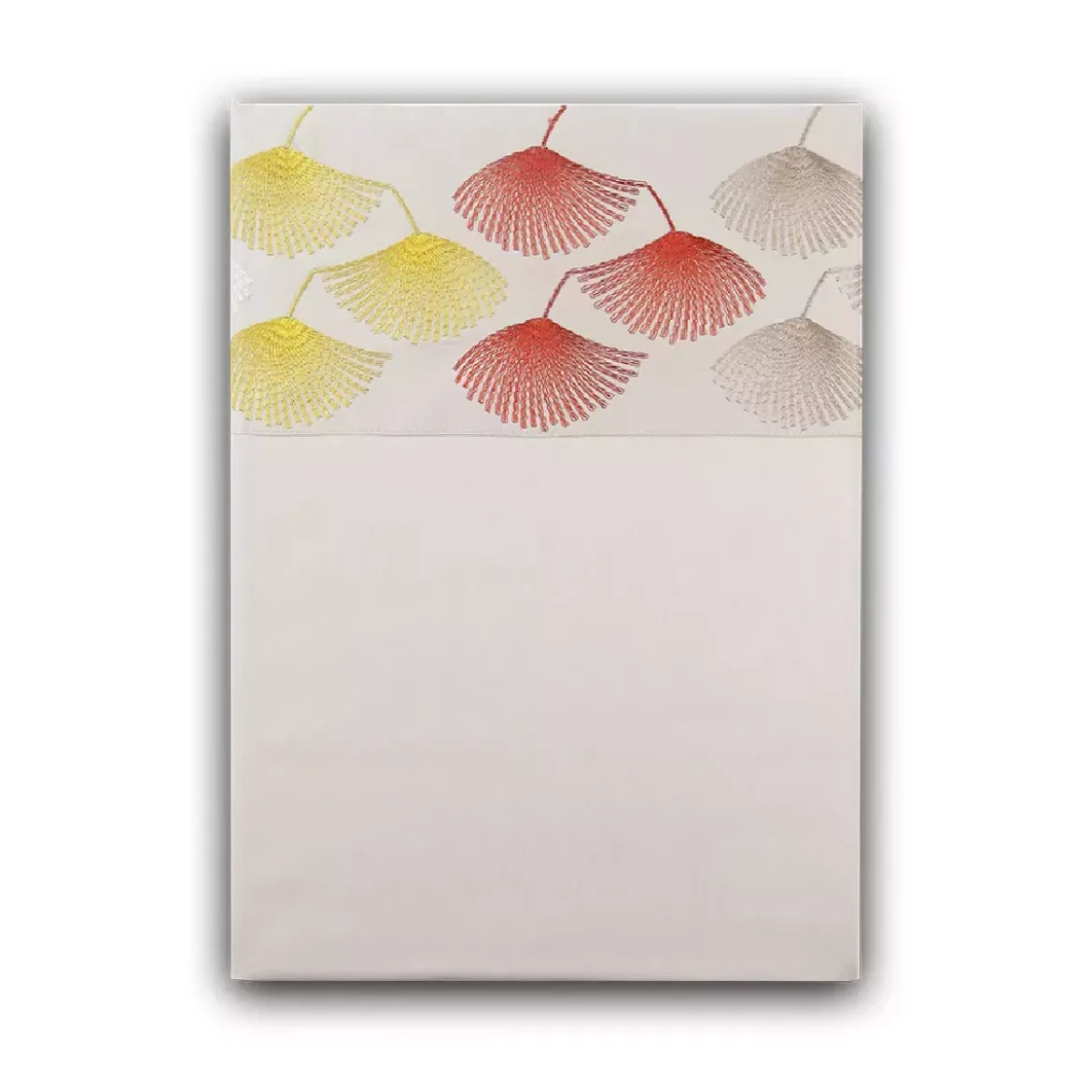Drap plat satin de coton brodé beige orange Pistil automne
