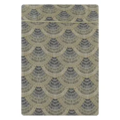 Drap plat satin de coton imprimé beige Eventails argile