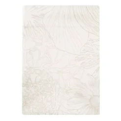 Drap plat satin de coton imprimé blanc beige Flower power white