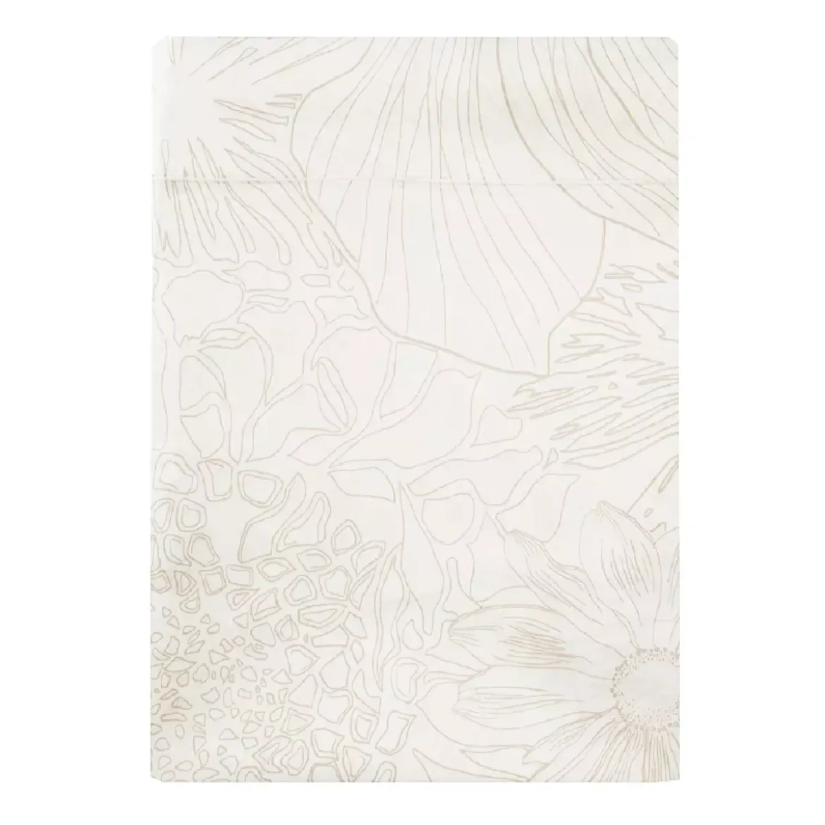 Drap plat satin de coton imprimé blanc beige Flower power white