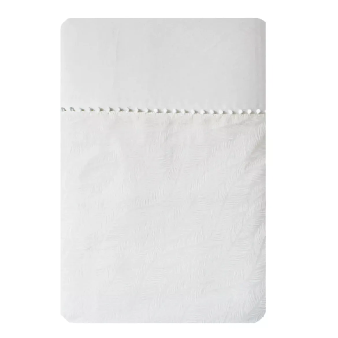 Drap plat satin de coton motif jacquard blanc Alula blanc