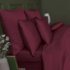 Drap plat satin de coton uni rouge Ava uni dahlia