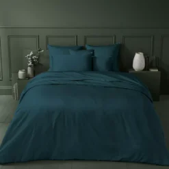 Drap plat satin de coton uni vert Ava uni crepuscule
