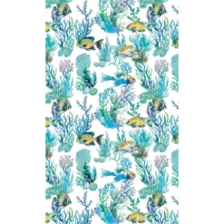 Fouta pur coton 350 g/m² imprimé bleu canard Naia blanc bleu