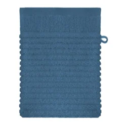 Gant de toilette pur coton 575 g/m² uni bleu Vitae denim
