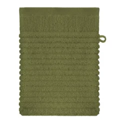 Gant de toilette pur coton 575 g/m² uni vert Vitae mousse
