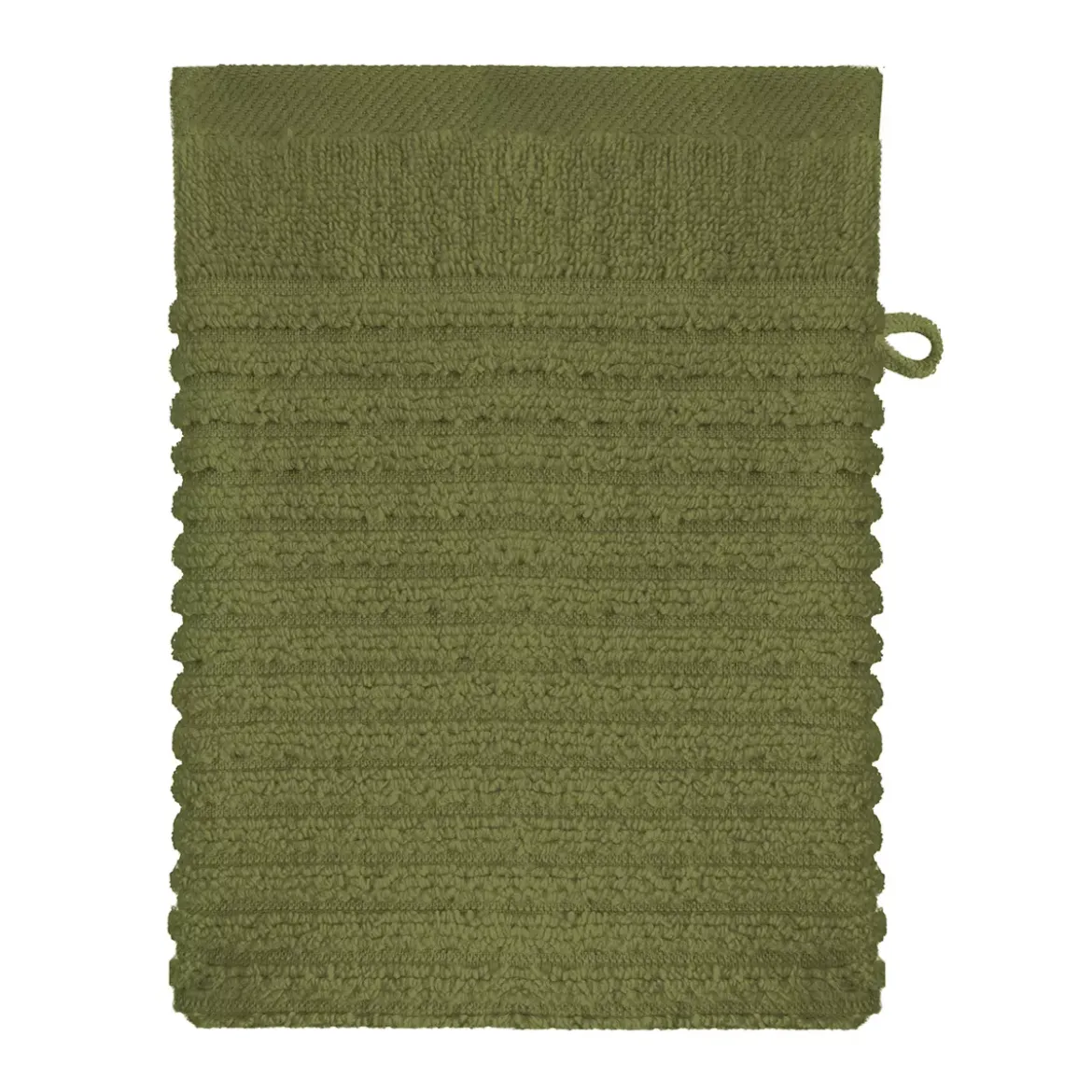 Gant de toilette pur coton 575 g/m² uni vert Vitae mousse