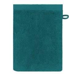 Gant de toilette pur coton 550 g/m² uni vert Elea emeraude