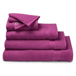 Gant de toilette pur coton 550 g/m² uni violet Elea raisin