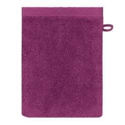 Gant de toilette pur coton 550 g/m² uni violet Elea raisin