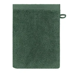 Gant de toilette pur coton 550 g/m² uni vert Elea kaki