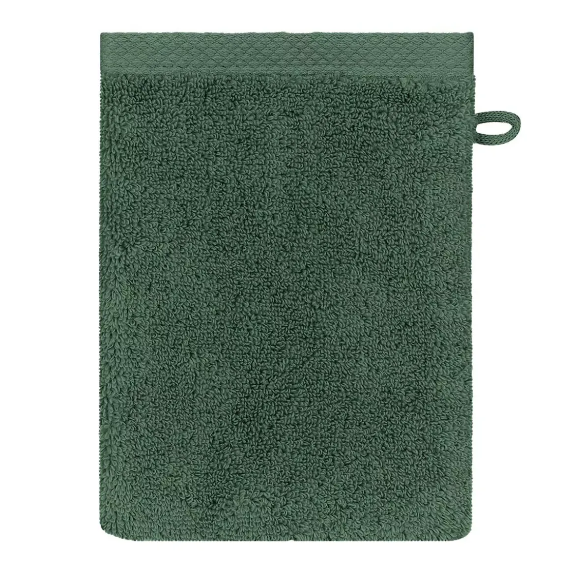 Gant de toilette pur coton 550 g/m² uni vert Elea kaki