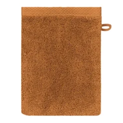 Gant de toilette pur coton 550 g/m² uni orange Elea rouille