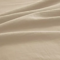 Housse de couette gaze de coton lavé uni beige Malia lin