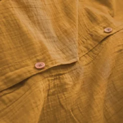 Housse de couette gaze de coton lavé uni jaune Malia curry