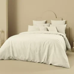 Housse de couette lin & coton 160 g/m² uni beige Le metis francais chanvre