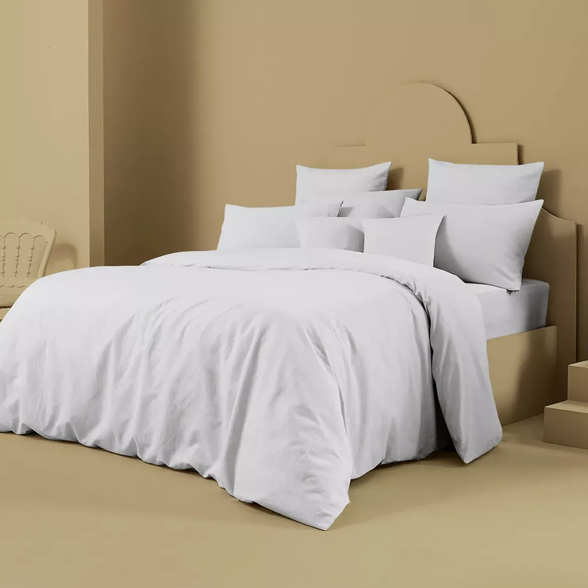 Housse de couette lin & coton 160 g/m² uni gris Le metis francais glacier