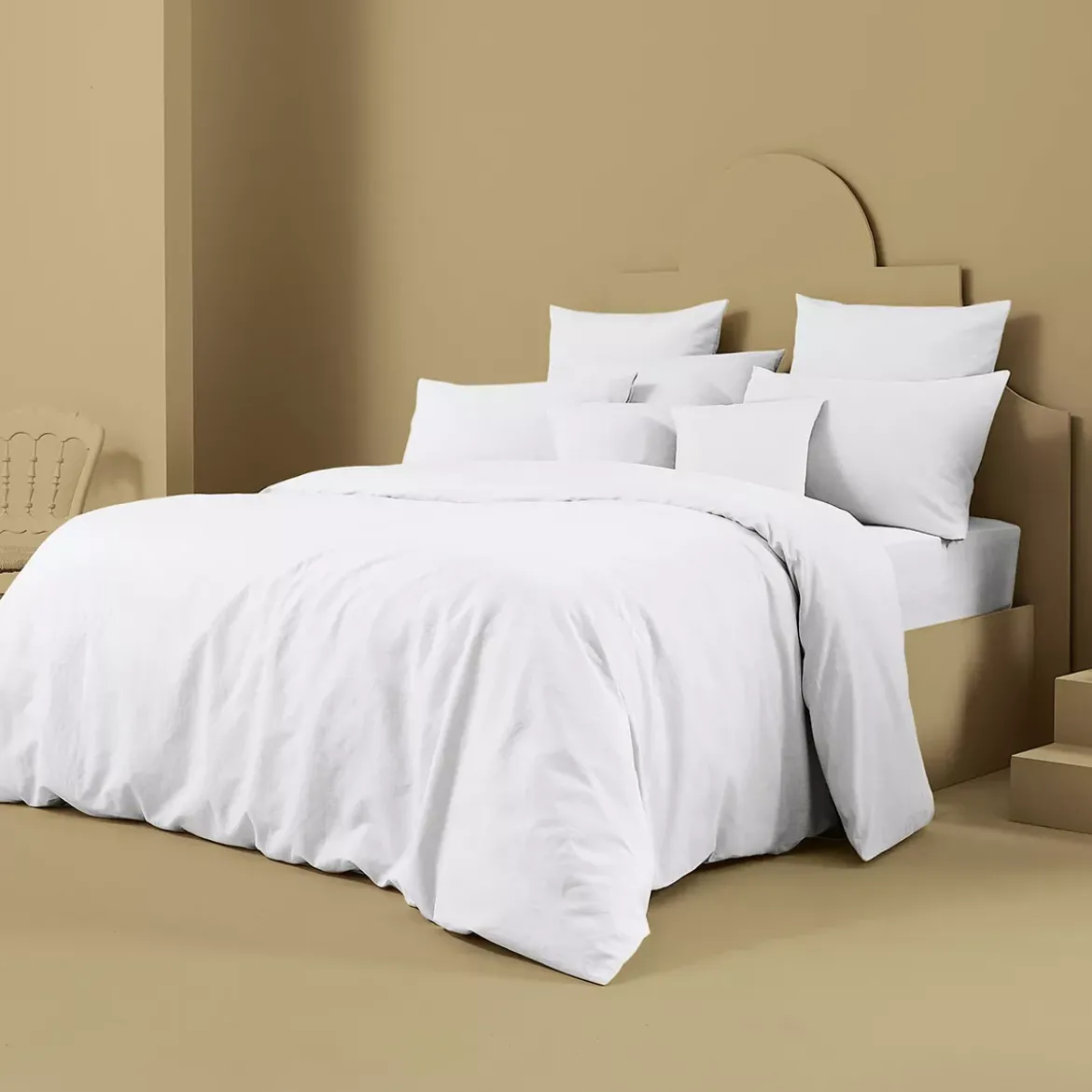 Housse de couette lin & coton 160 g/m² uni blanc Le metis francais neige