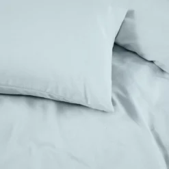 Housse de couette lin & coton 160 g/m² uni bleu Le metis francais aqua